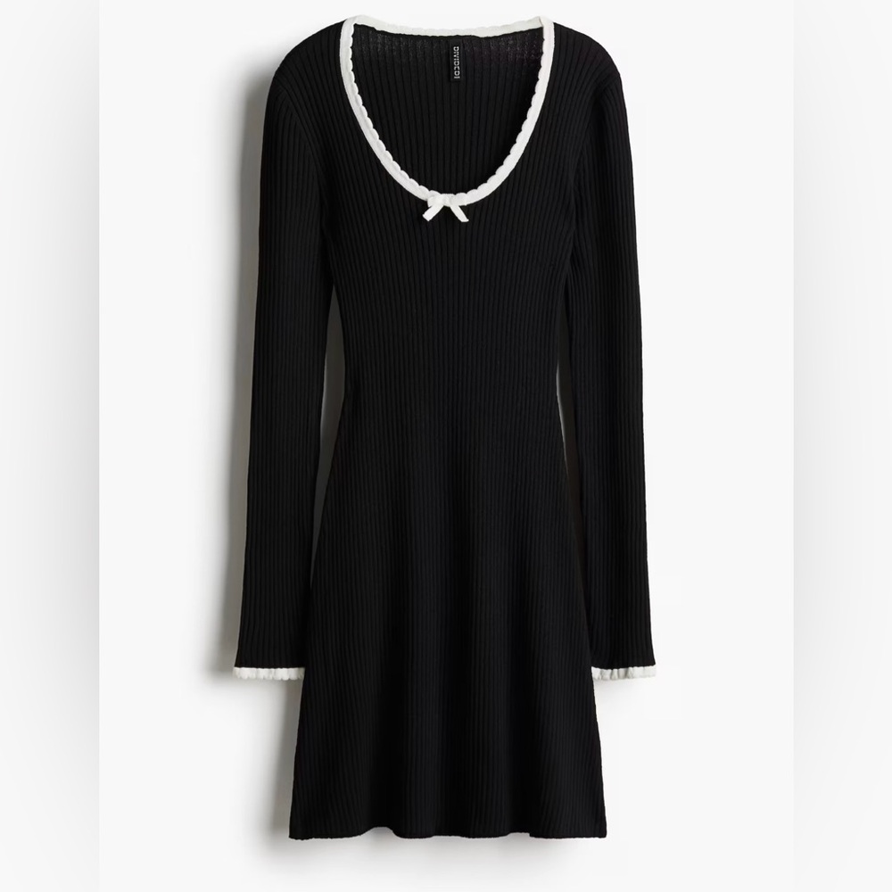 H & M Black and White Rib Knit Dress